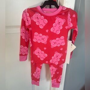 Pink Bear Print Kids Pajamas
